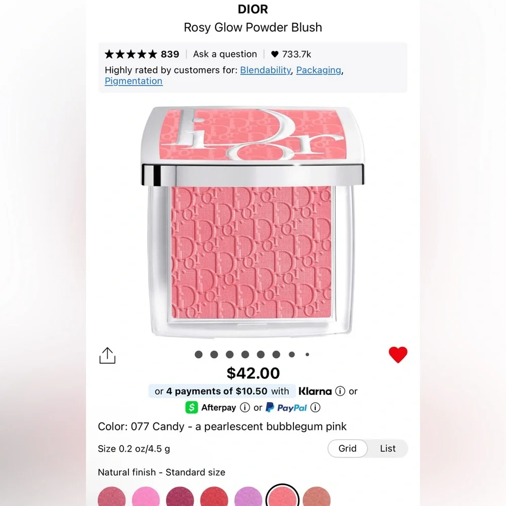 Dior Rosy Glow Powder Blush in Shade 077 Candy
